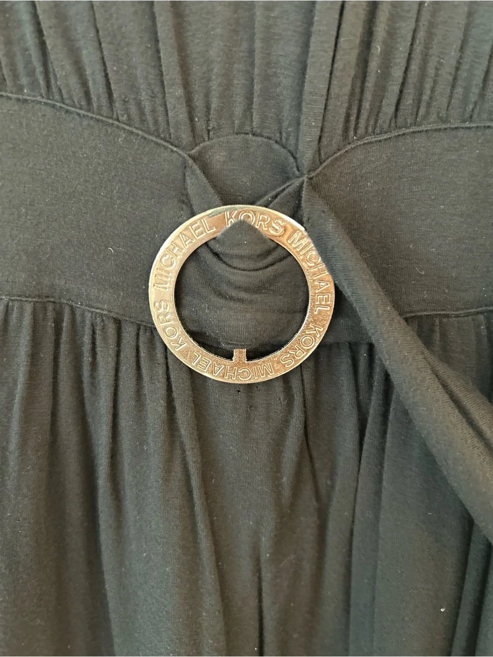 NWOT Michael Kors Women’s Black Logo Buckle Belted Tunic Blouse Shirt Size S
